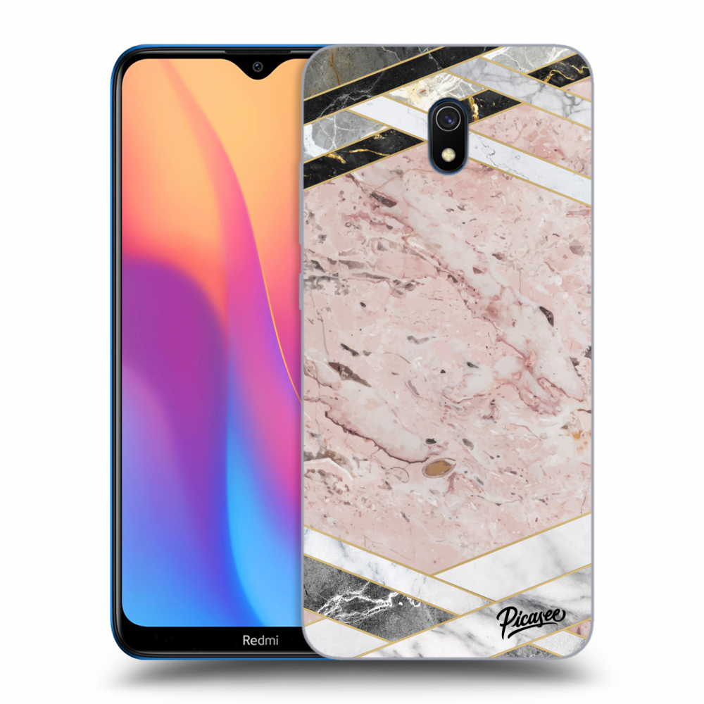 Picasee Xiaomi Redmi 8A Hülle - Schwarzes Silikon - Pink geometry
