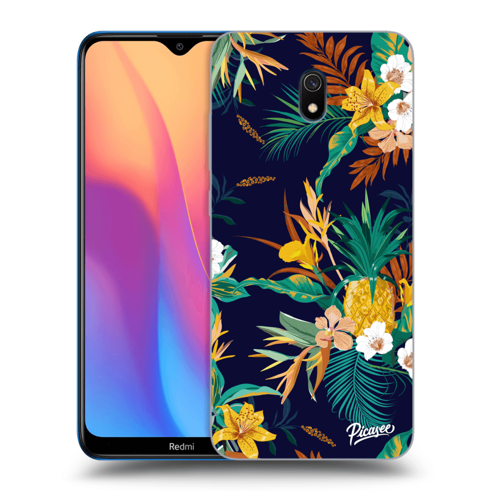 Picasee Xiaomi Redmi 8A Hülle - Schwarzes Silikon - Pineapple Color