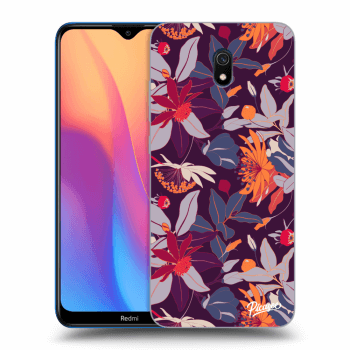 Picasee Xiaomi Redmi 8A Hülle - Schwarzes Silikon - Purple Leaf