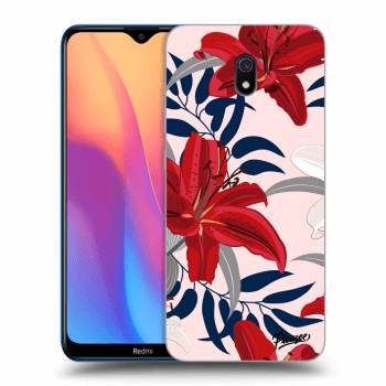 Picasee Xiaomi Redmi 8A Hülle - Schwarzes Silikon - Red Lily