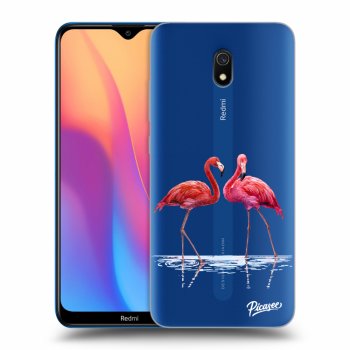 Picasee Xiaomi Redmi 8A Hülle - Transparentes Silikon - Flamingos couple