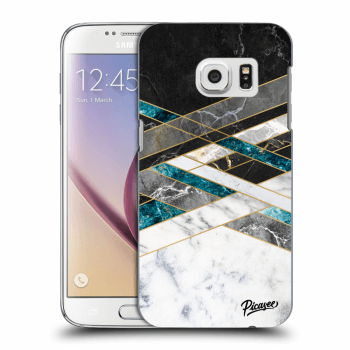 Picasee Samsung Galaxy S7 G930F Hülle - Transparentes Silikon - Black & White geometry