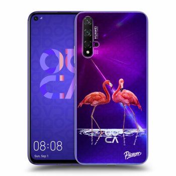 Picasee Huawei Nova 5T Hülle - Transparentes Silikon - Flamingos couple