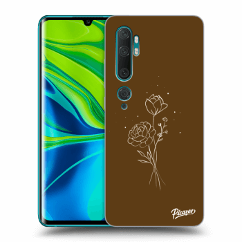 Picasee Xiaomi Mi Note 10 (Pro) Hülle - Schwarzes Silikon - Brown flowers