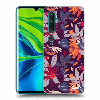 Picasee Xiaomi Mi Note 10 (Pro) Hülle - Schwarzes Silikon - Purple Leaf