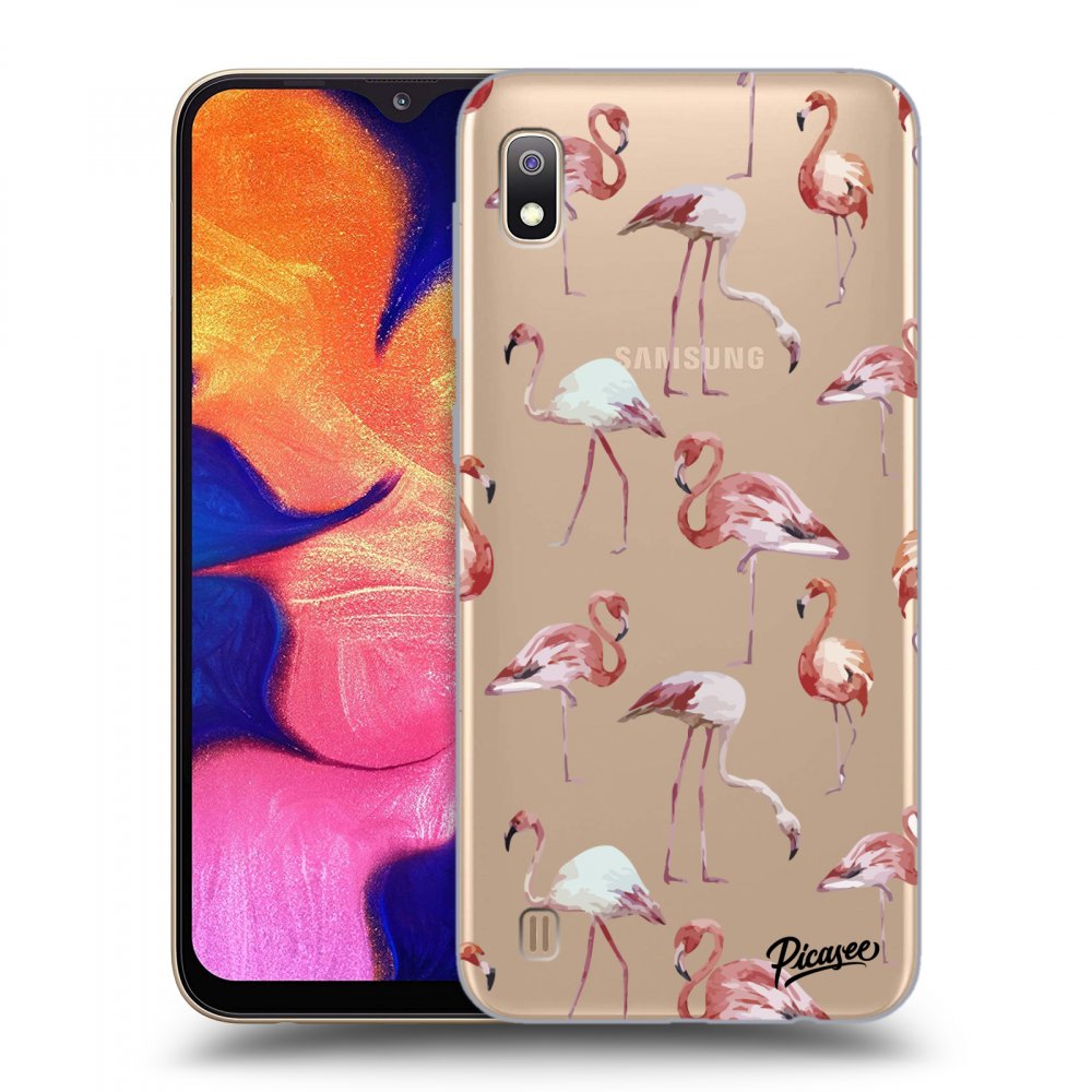 Picasee Samsung Galaxy A10 A105F Hülle - Transparentes Silikon - Flamingos