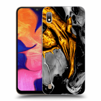 Picasee Samsung Galaxy A10 A105F Hülle - Schwarzes Silikon - Black Gold