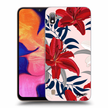 Picasee Samsung Galaxy A10 A105F Hülle - Schwarzes Silikon - Red Lily