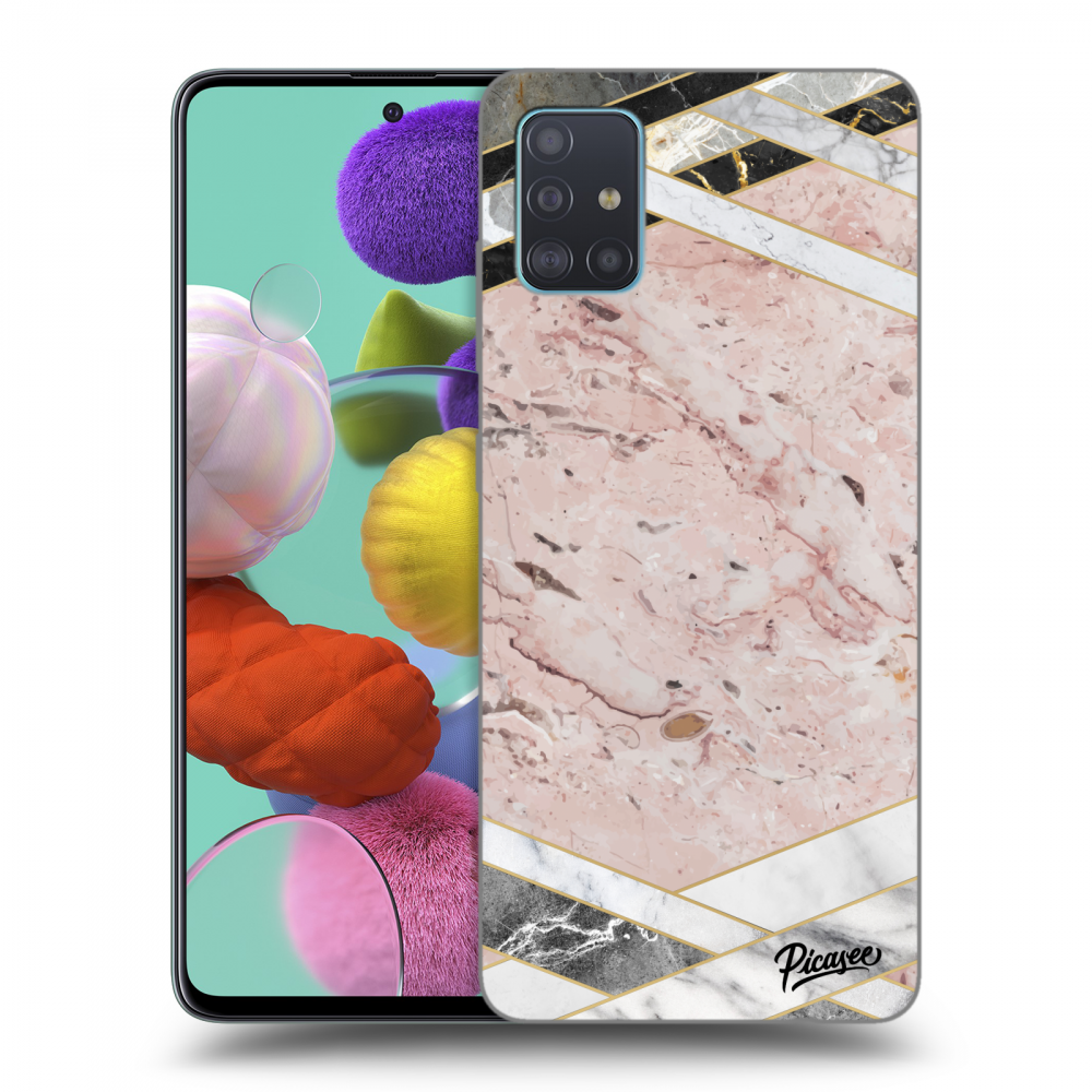 Picasee Samsung Galaxy A51 A515F Hülle - Transparentes Silikon - Pink geometry