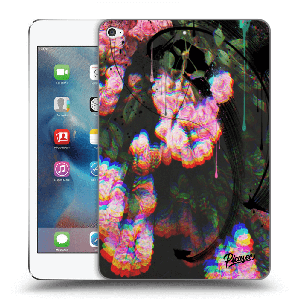 Picasee transparente Silikonhülle für Apple iPad mini 4 - Rosebush black