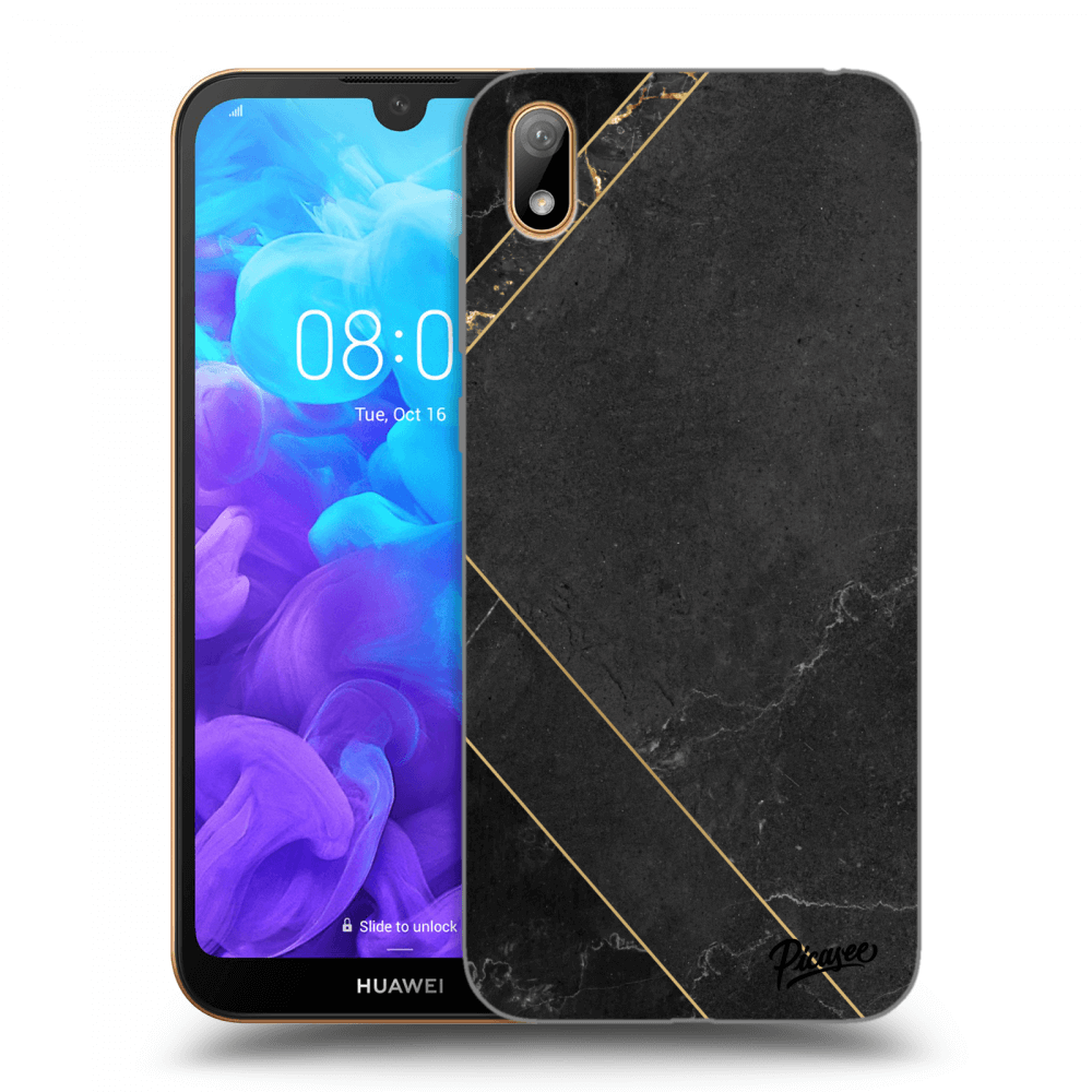 Picasee Huawei Y5 2019 Hülle - Transparentes Silikon - Black tile