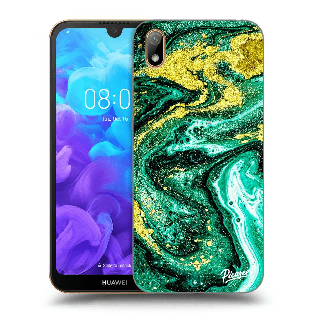 Picasee Huawei Y5 2019 Hülle - Schwarzes Silikon - Green Gold