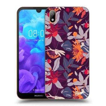 Picasee Huawei Y5 2019 Hülle - Schwarzes Silikon - Purple Leaf