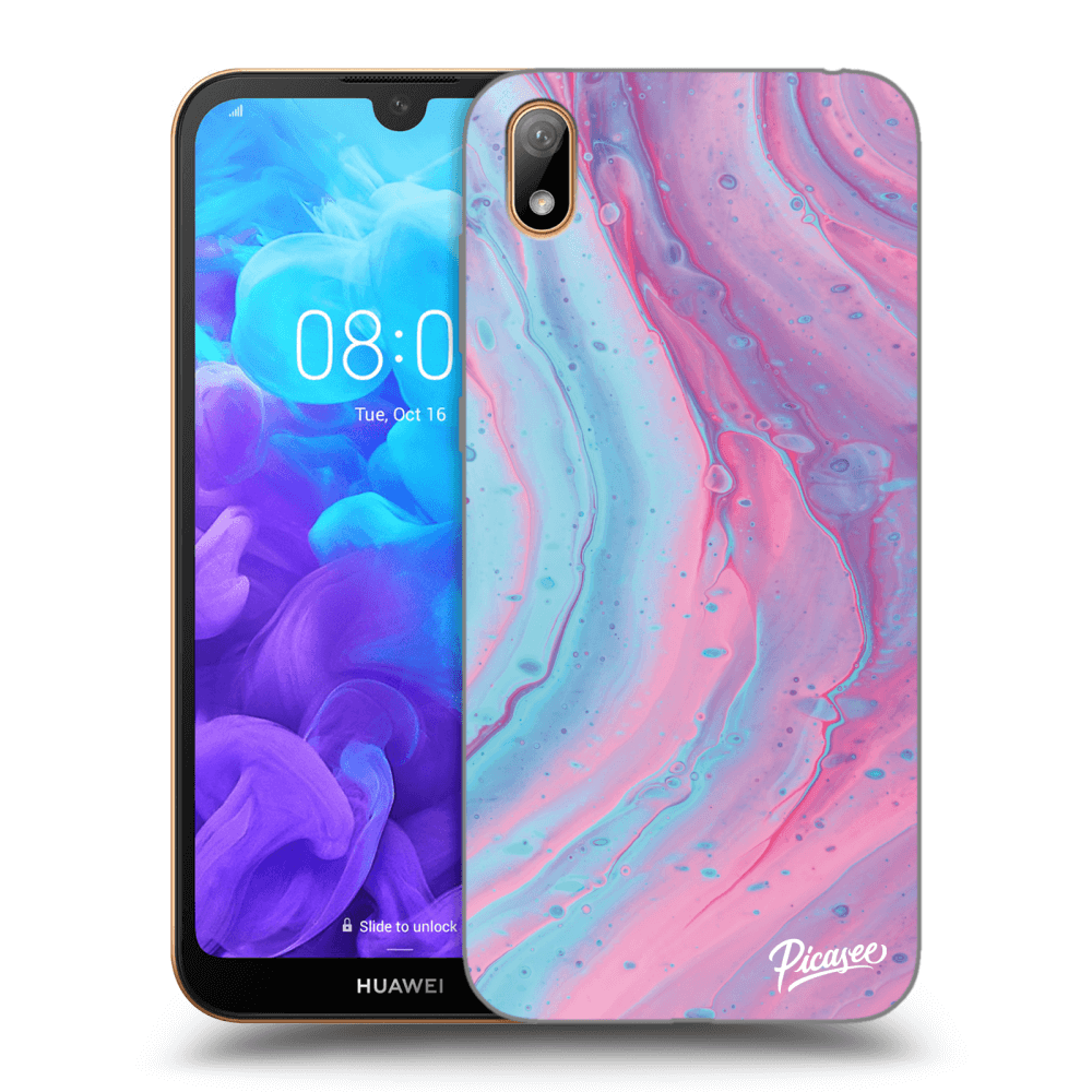 Picasee Huawei Y5 2019 Hülle - Schwarzes Silikon - Pink liquid