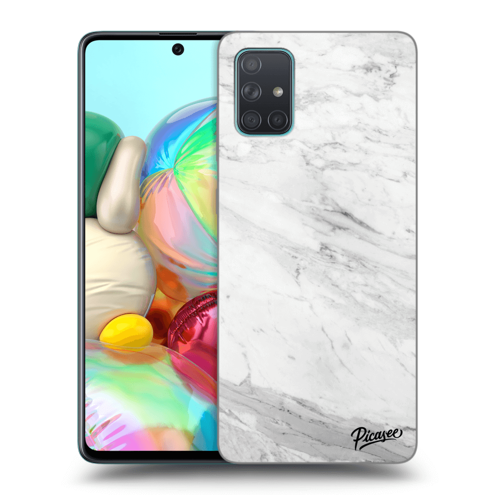 Picasee Samsung Galaxy A71 A715F Hülle - Transparentes Silikon - White marble