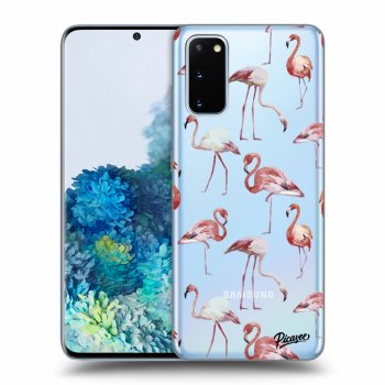 Picasee Samsung Galaxy S20 G980F Hülle - Transparentes Silikon - Flamingos