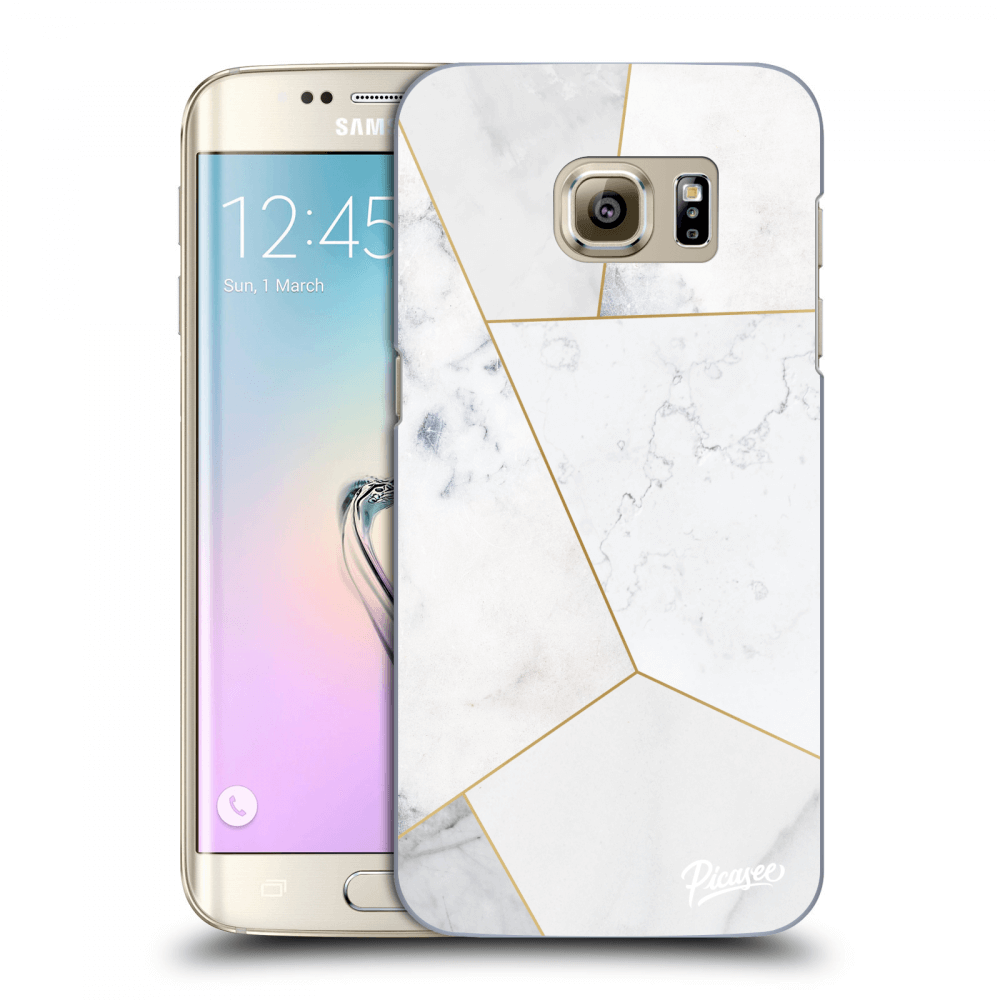 Picasee Samsung Galaxy S7 Edge G935F Hülle - Transparentes Silikon - White tile