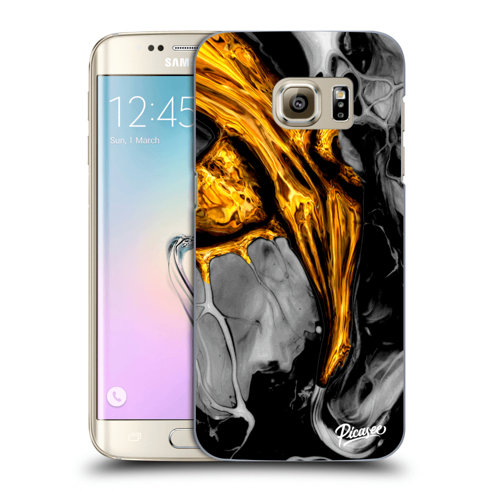 Picasee Samsung Galaxy S7 Edge G935F Hülle - Transparentes Silikon - Black Gold