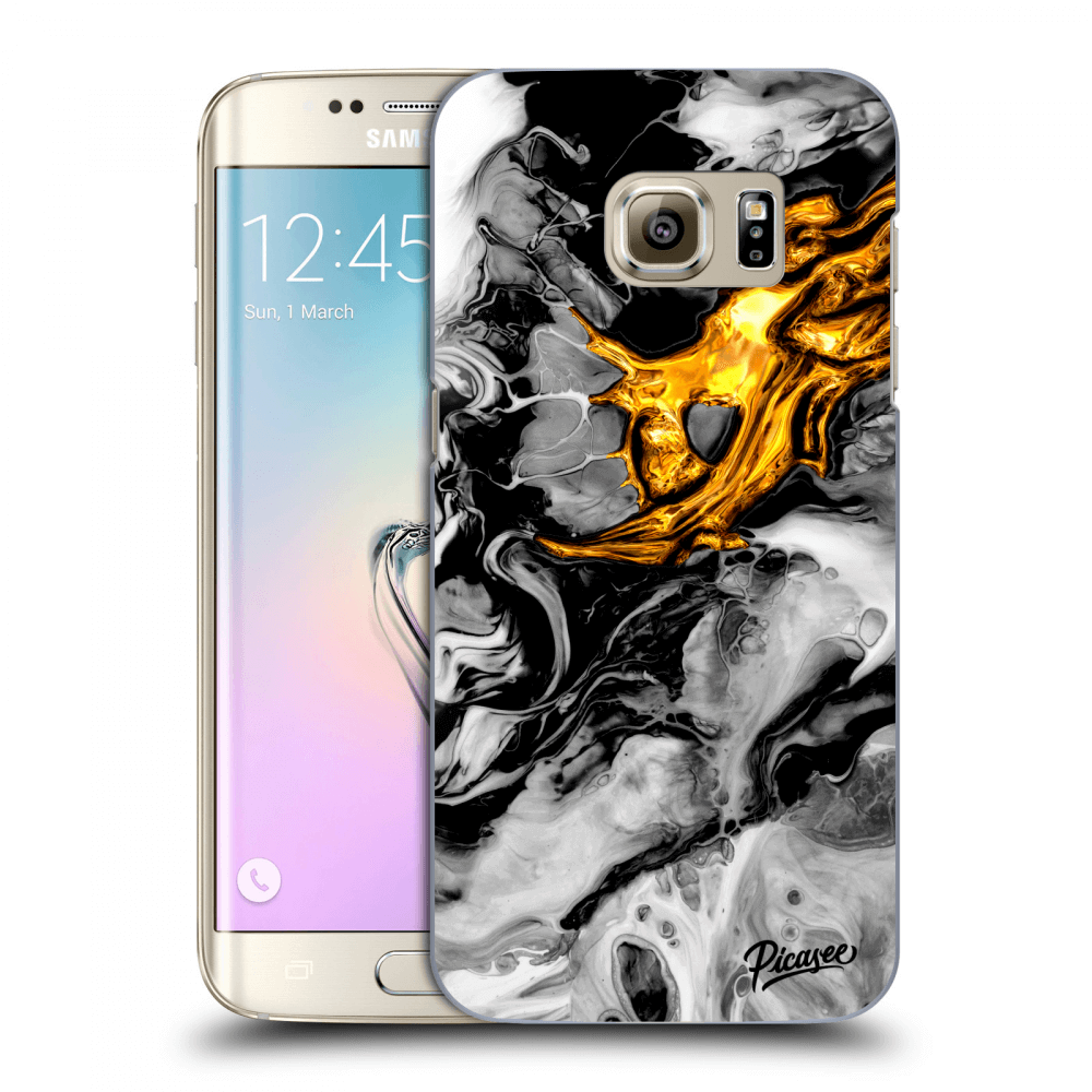 Picasee Samsung Galaxy S7 Edge G935F Hülle - Transparentes Silikon - Black Gold 2