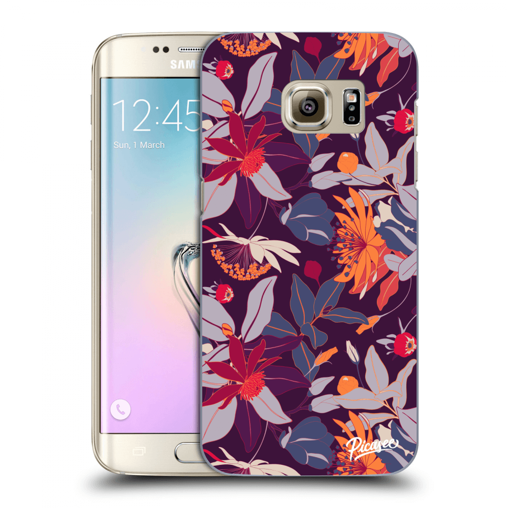Picasee Samsung Galaxy S7 Edge G935F Hülle - Transparentes Silikon - Purple Leaf