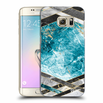 Picasee Samsung Galaxy S7 Edge G935F Hülle - Transparentes Silikon - Blue geometry