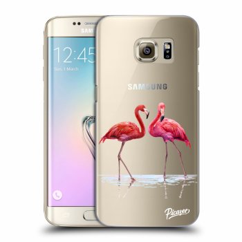 Picasee Samsung Galaxy S7 Edge G935F Hülle - Transparentes Silikon - Flamingos couple