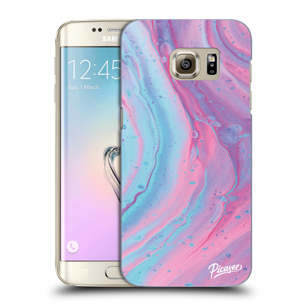 Picasee Samsung Galaxy S7 Edge G935F Hülle - Transparentes Silikon - Pink liquid