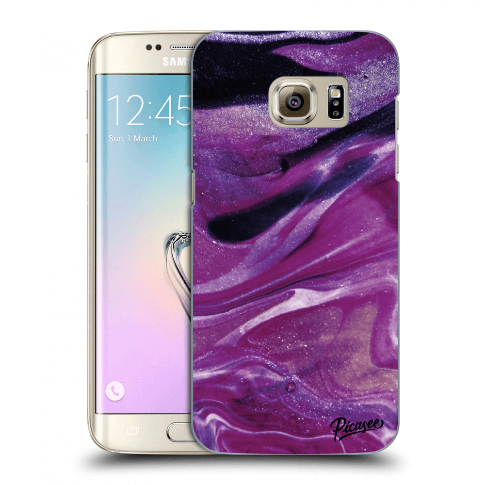 Picasee Samsung Galaxy S7 Edge G935F Hülle - Transparentes Silikon - Purple glitter