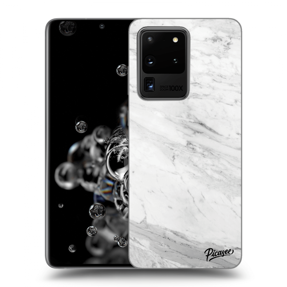 Picasee Samsung Galaxy S20 Ultra 5G G988F Hülle - Transparentes Silikon - White marble