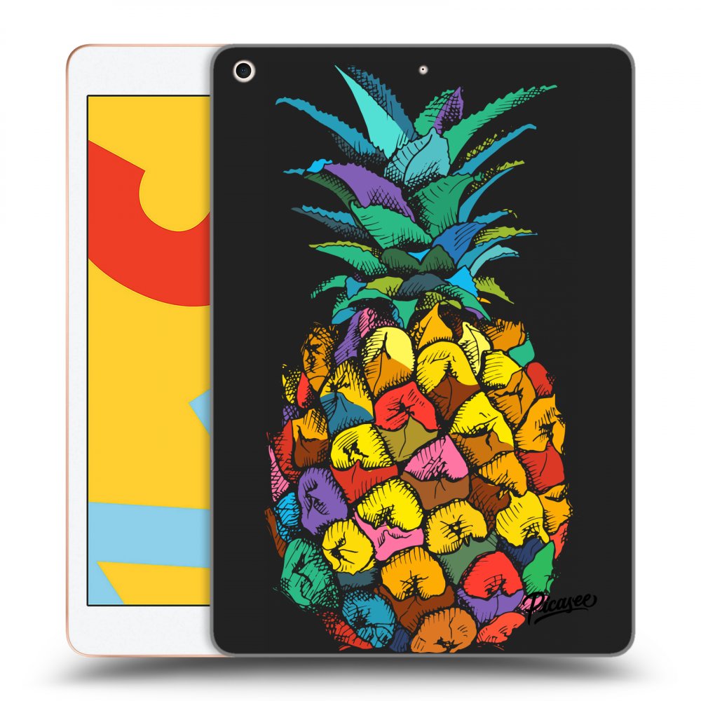 Picasee Schwarze Silikonhülle für Apple iPad 10.2" 2019 (7. gen) - Pineapple