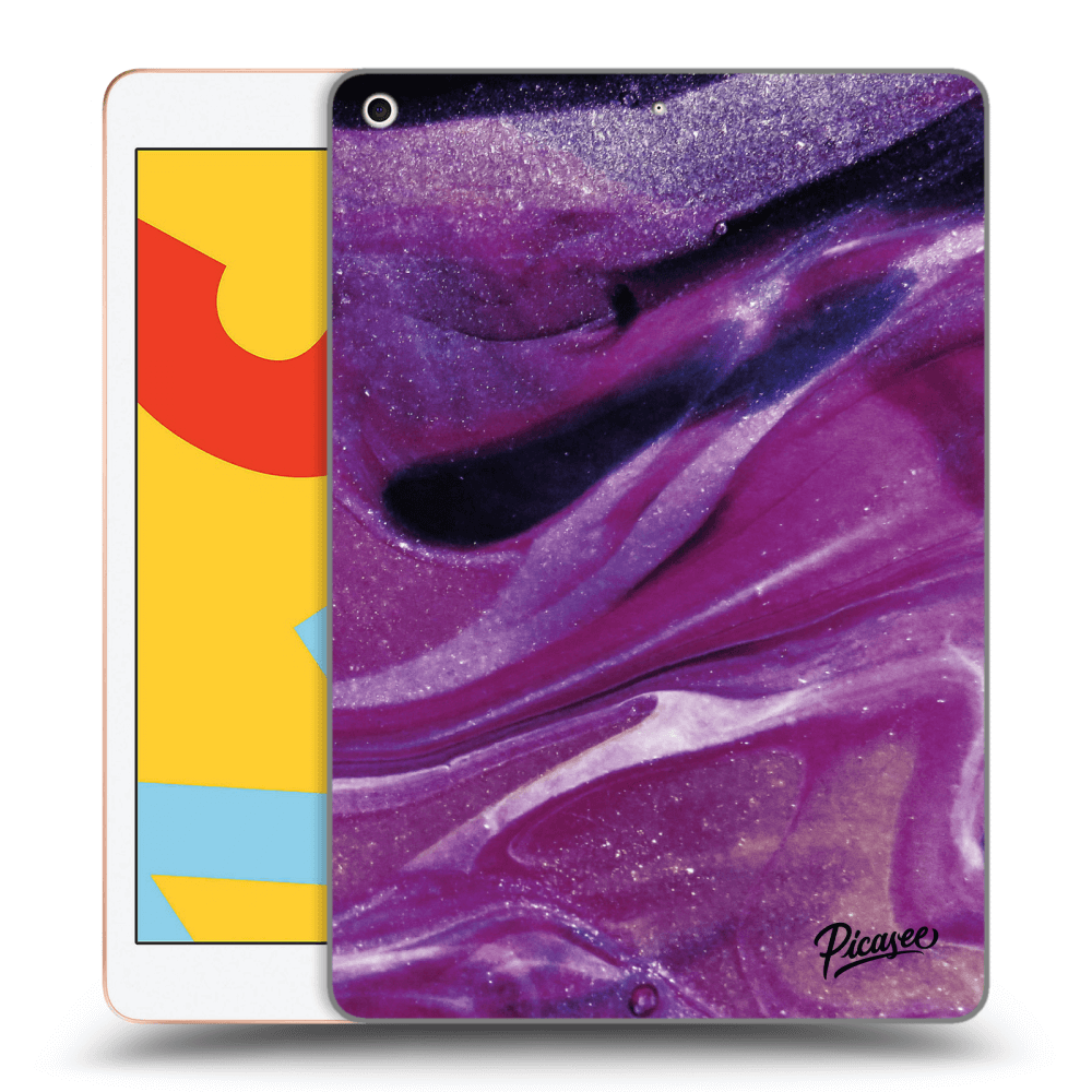 Picasee transparente Silikonhülle für Apple iPad 10.2" 2019 (7. gen) - Purple glitter