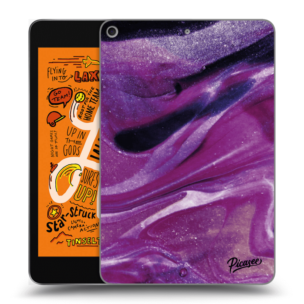 Picasee transparente Silikonhülle für Apple iPad mini 2019 (5. gen) - Purple glitter