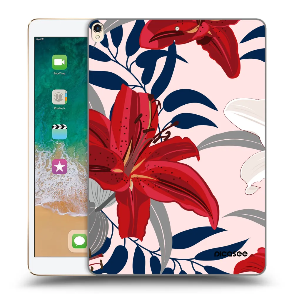 Picasee transparente Silikonhülle für Apple iPad Pro 10.5" 2017 (2. gen) - Red Lily