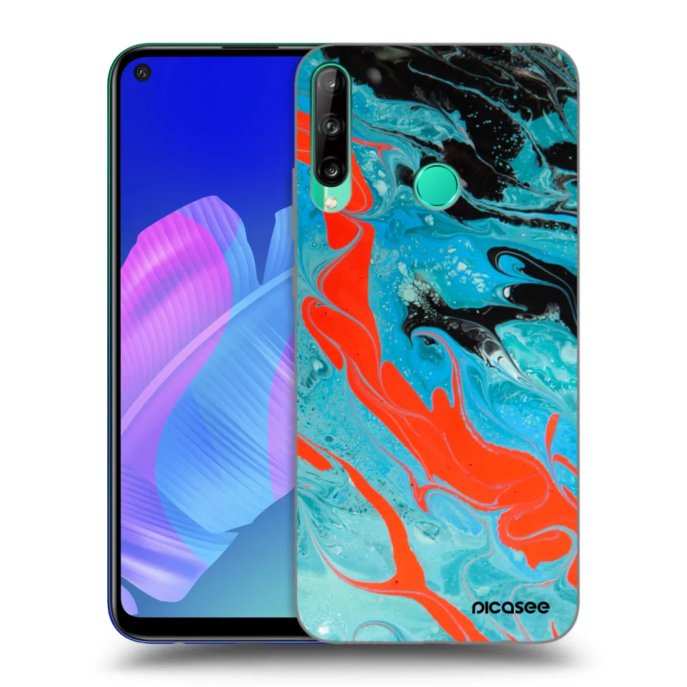 Picasee Huawei P40 Lite E Hülle - Schwarzes Silikon - Blue Magma