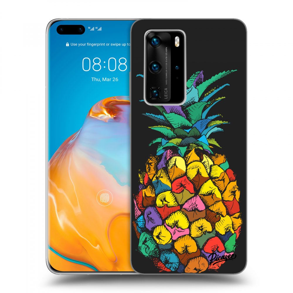 Picasee Huawei P40 Pro Hülle - Schwarzes Silikon - Pineapple