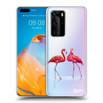 Picasee Huawei P40 Pro Hülle - Transparentes Silikon - Flamingos couple