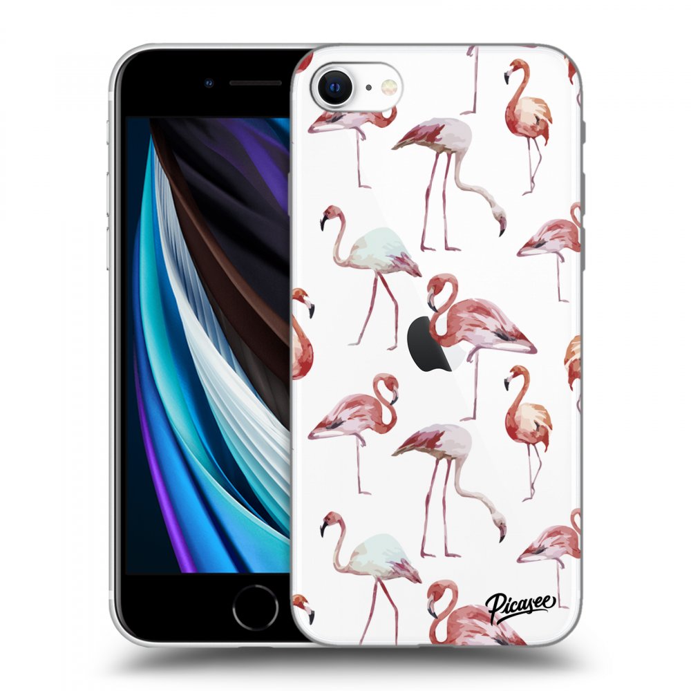 Picasee Apple iPhone SE 2020 Hülle - Transparentes Silikon - Flamingos