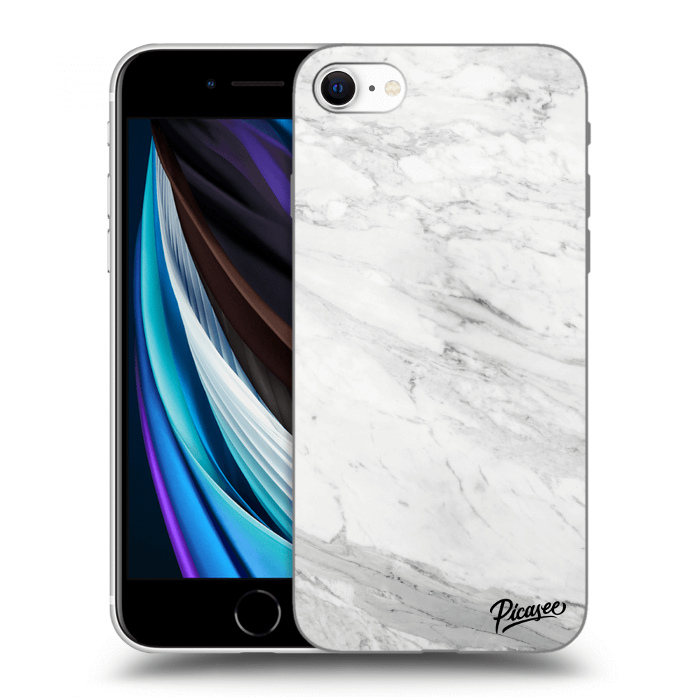 Picasee Apple iPhone SE 2020 Hülle - Transparentes Silikon - White marble