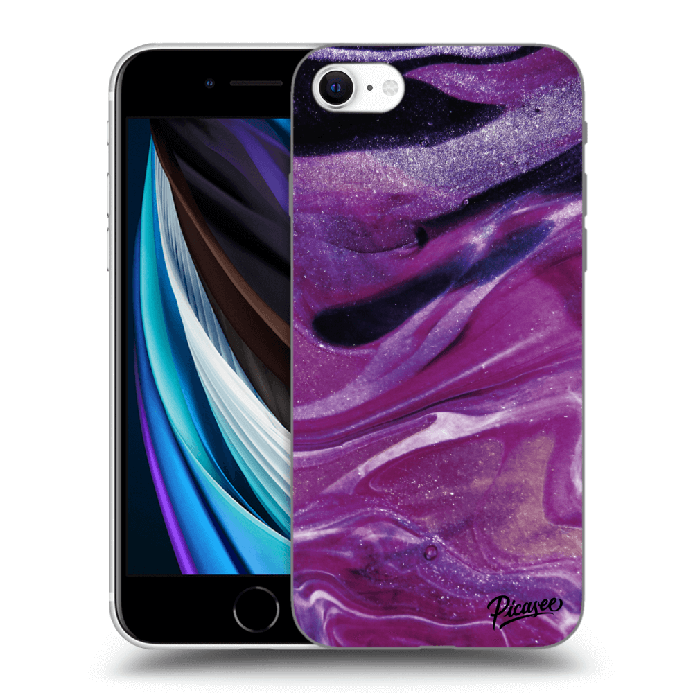 Picasee Apple iPhone SE 2020 Hülle - Transparentes Silikon - Purple glitter