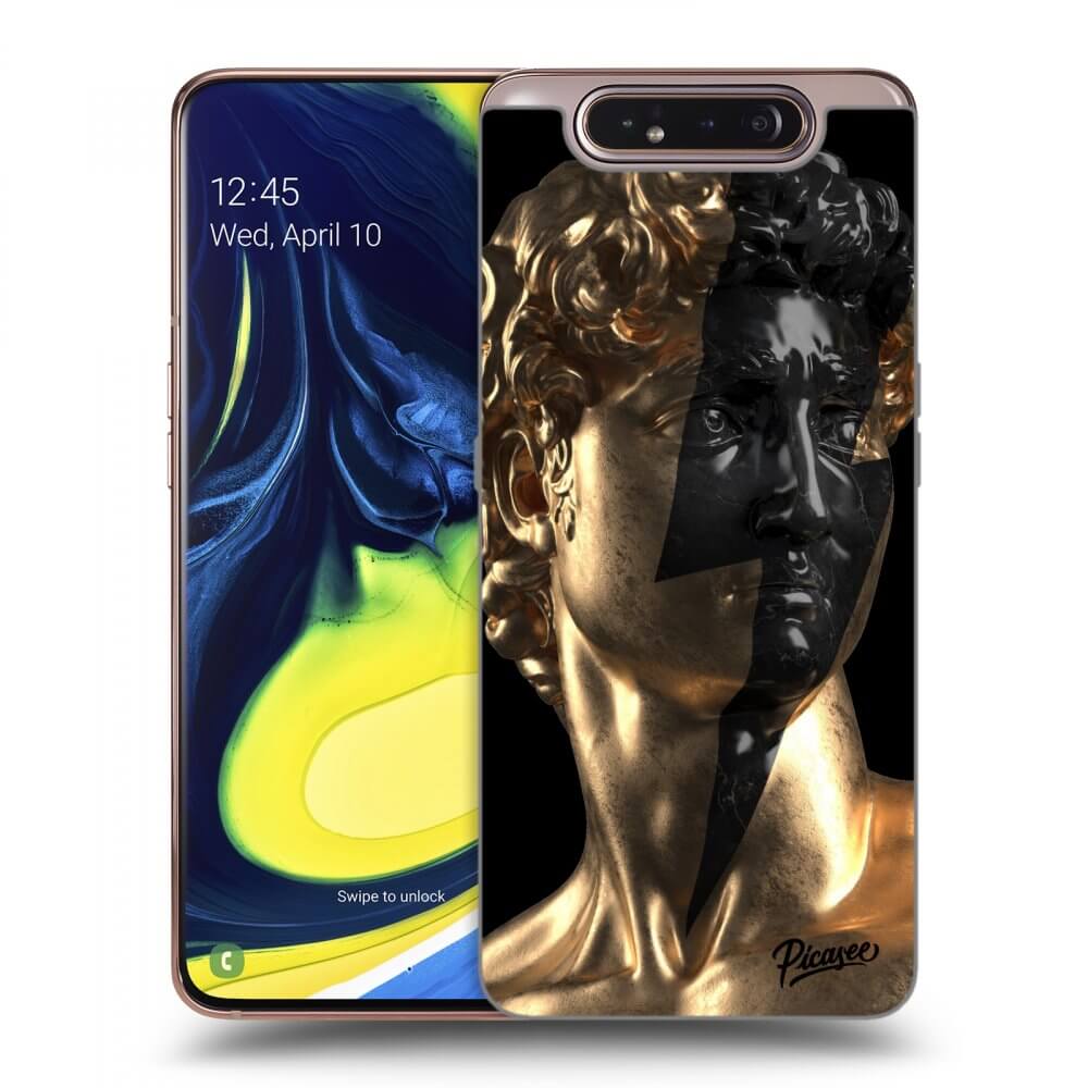Picasee Samsung Galaxy A80 A805F Hülle - Schwarzes Silikon - Wildfire - Gold