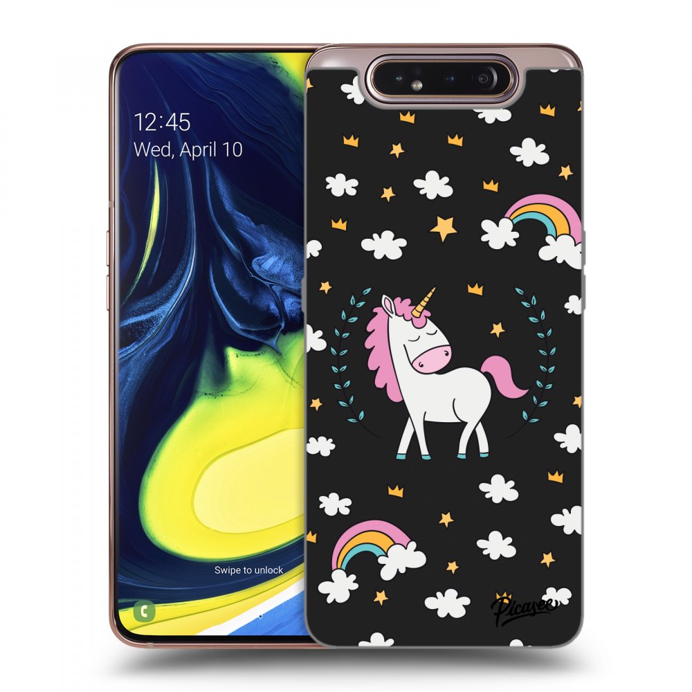 Picasee Samsung Galaxy A80 A805F Hülle - Schwarzes Silikon - Unicorn star heaven