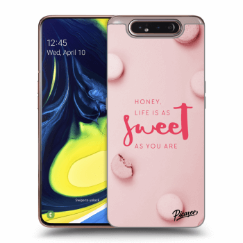 Picasee Samsung Galaxy A80 A805F Hülle - Schwarzes Silikon - Life is as sweet as you are