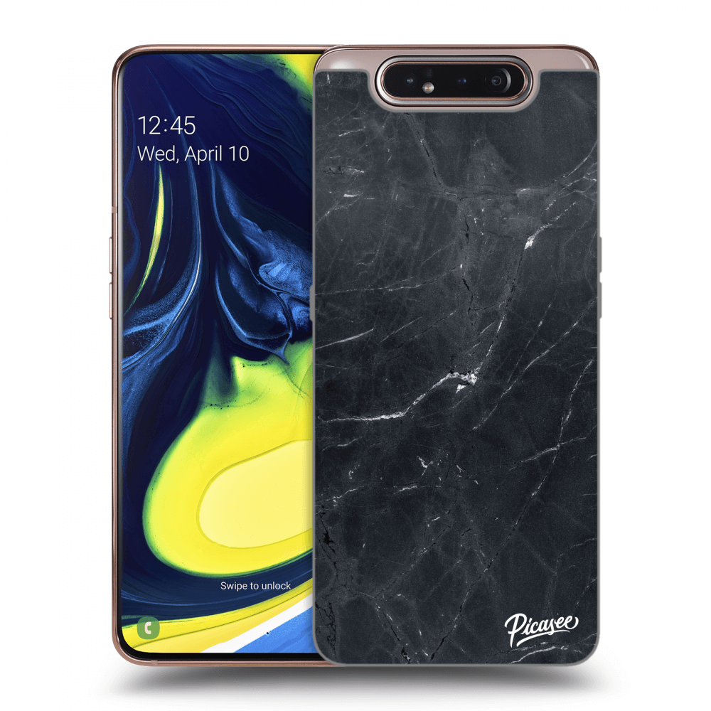 Picasee Samsung Galaxy A80 A805F Hülle - Schwarzes Silikon - Black marble