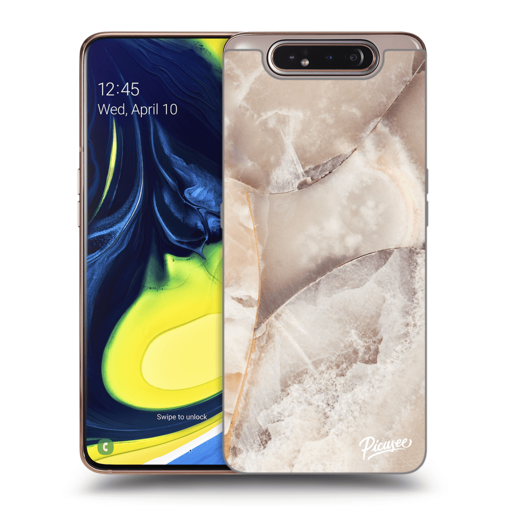 Picasee Samsung Galaxy A80 A805F Hülle - Transparentes Silikon - Cream marble