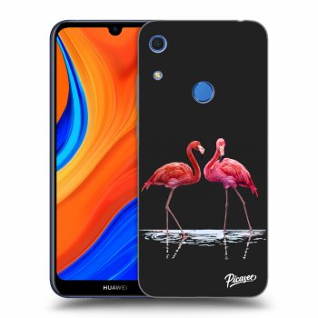 Picasee Huawei Y6S Hülle - Schwarzes Silikon - Flamingos couple