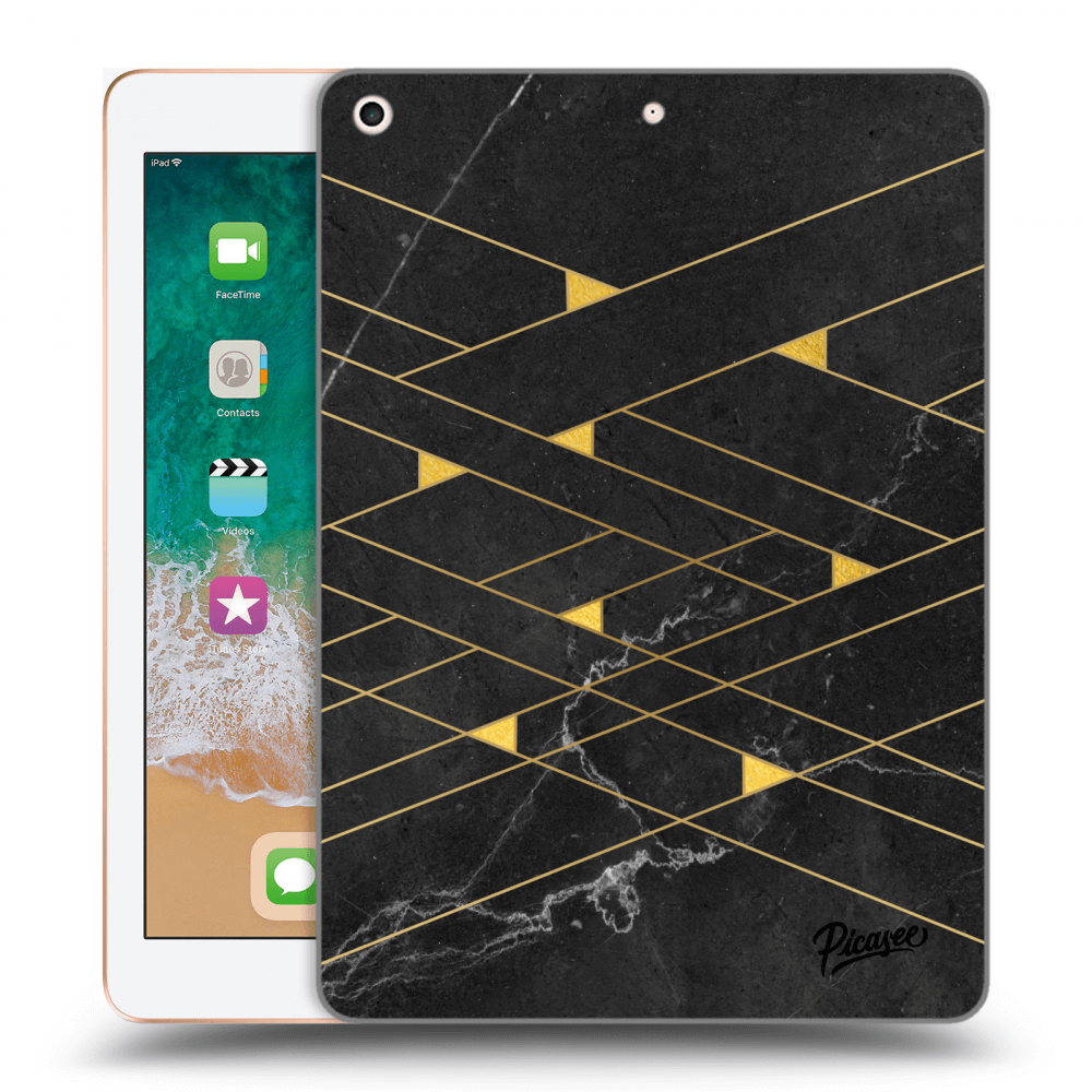 Picasee Schwarze Silikonhülle für Apple iPad 9.7" 2018 (6. gen) - Gold Minimal