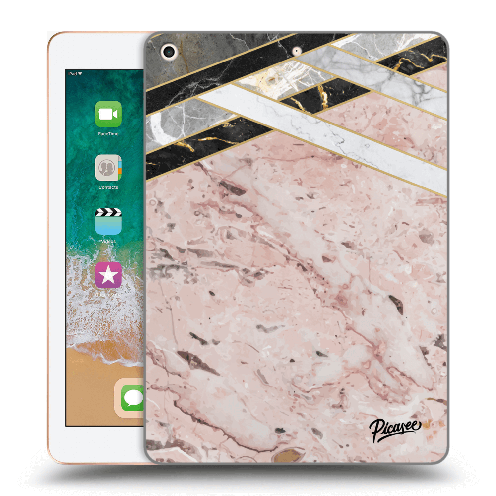 Picasee Schwarze Silikonhülle für Apple iPad 9.7" 2018 (6. gen) - Pink geometry