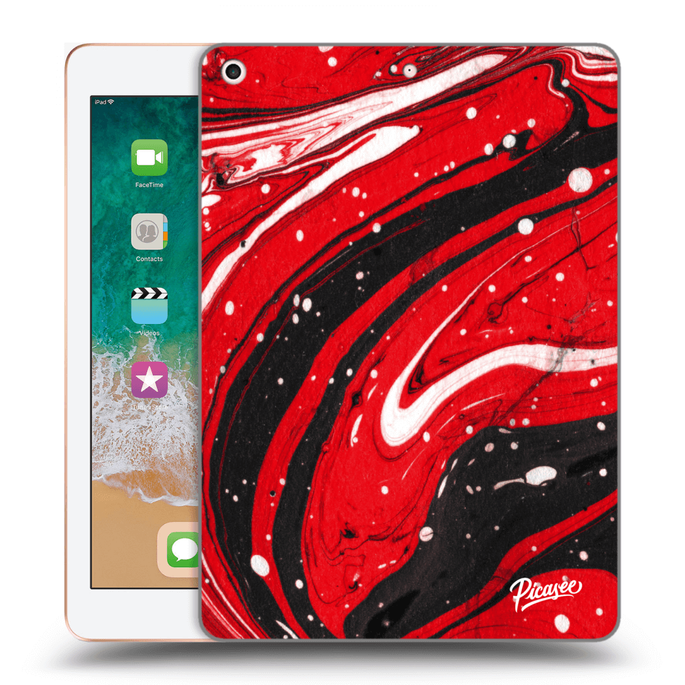Picasee transparente Silikonhülle für Apple iPad 9.7" 2018 (6. gen) - Red black