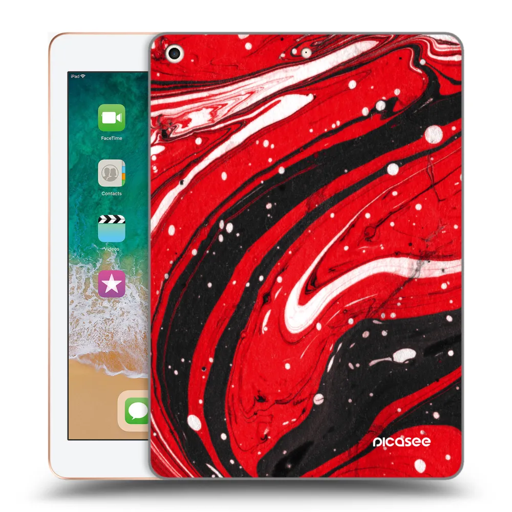 Picasee transparente Silikonhülle für Apple iPad 9.7" 2018 (6. gen) - Red black