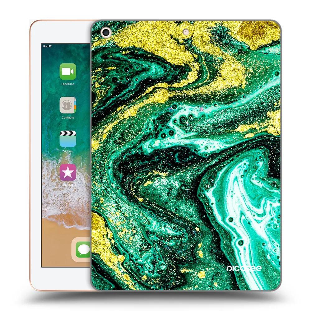 Picasee transparente Silikonhülle für Apple iPad 9.7" 2018 (6. gen) - Green Gold